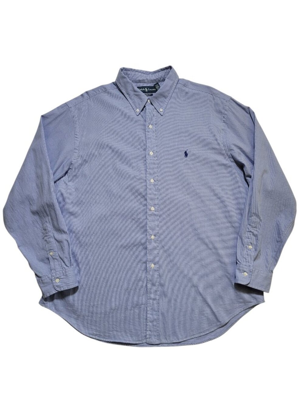 Ralph Lauren Mens Classic Fit Long Sleeve Button Down Shirt Blue 18 34/35 Preppy